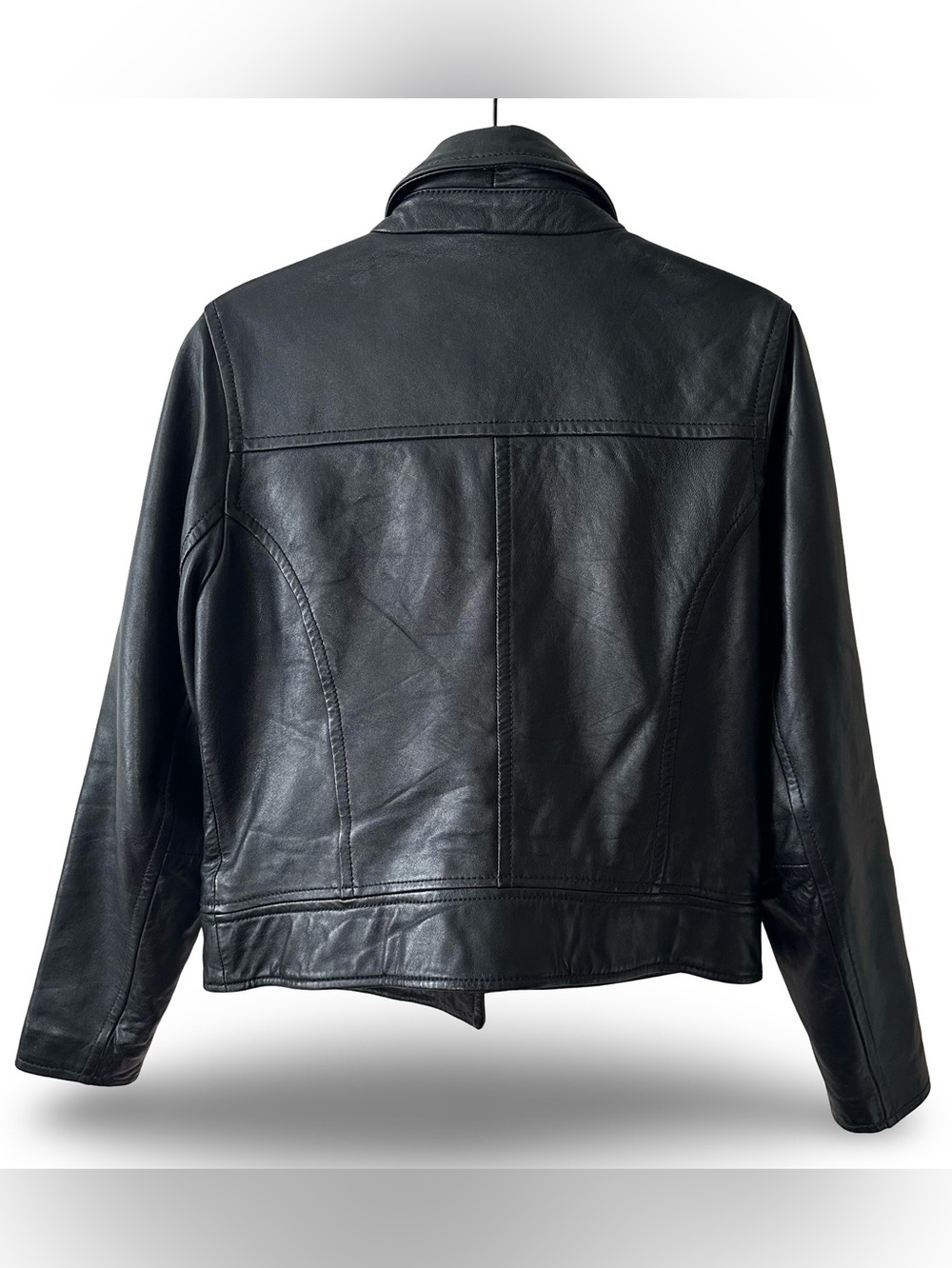AUTH Vtg 90’s Barneys New York Soft Black Leather Moto Jacket Large Retail $895 - Picture 5 of 8